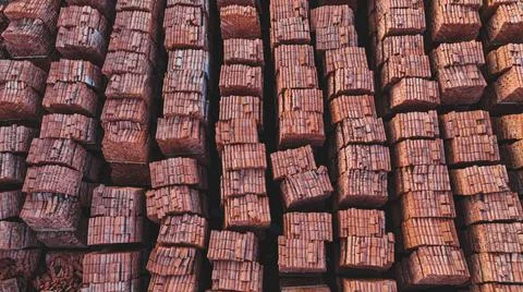 Pallets of bricks for construction. Outdoor storage Stock Photos