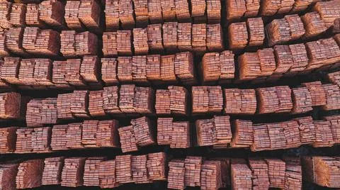 Pallets of bricks for construction. Outdoor storage Stock Photos