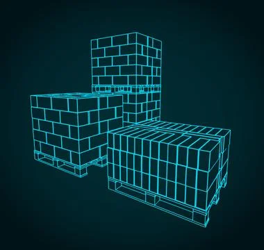 Pallets with bricks Stock Illustration