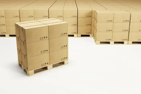 Pallets with cardboard boxes Stock Illustration