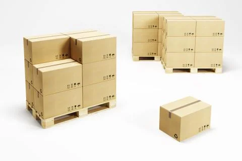 Pallets with cardboard boxes Stock-Illustration
