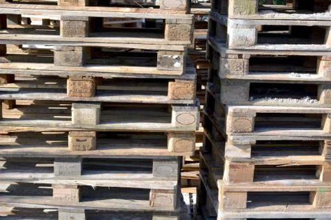 Pallets at construction site Stock Photos