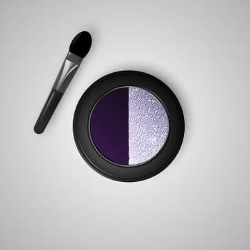 Pallets with eye shadows and an applicator. The pearlescent eye shadows. Stock Illustration