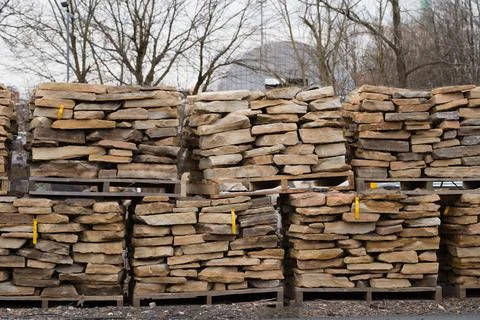 Pallets with stone Stock Photos