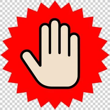 A palm and a red jagged circle as the stop sign. Stock Illustration