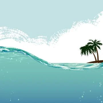Palm and underwater Stock Illustration