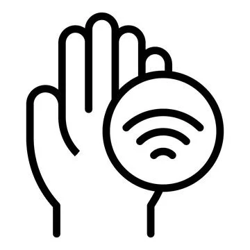 Palm authentication icon outline vector. Biometric recognition Stock Illustration