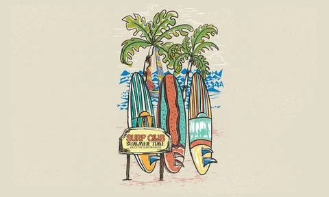 Palm beach artwork. Stock Illustration