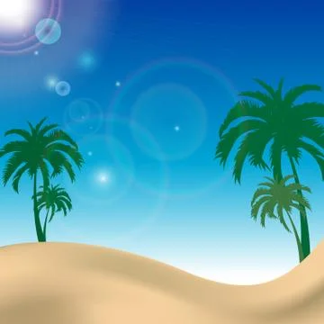 Palm beach with blue sky Stock Illustration