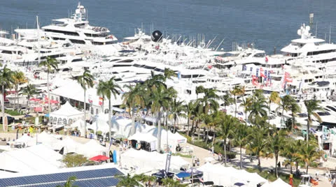 Palm Beach Boat Show Medium Pan 1 Stock Footage 25822294