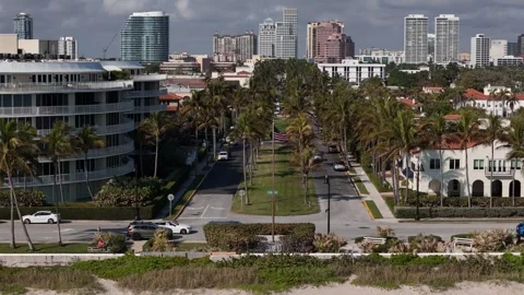 Palm Beach Drone 4K American Flag (2) Stock Footage 300896846