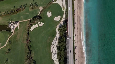 Palm Beach Florida, Beach, Golf, Drone 4k  Stock Footage 301015032