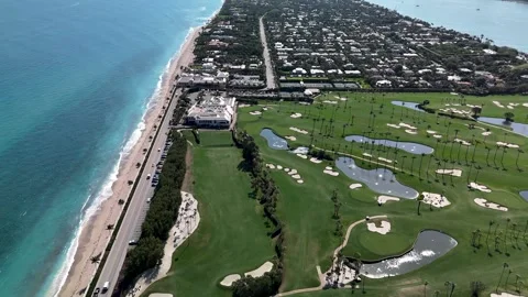 Palm Beach, Florida, Beach, Golf, Mannsions, Drone 4K Stock Footage 301015039