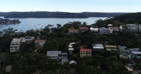 Palm Beach fly over into Pitt Water, Sydney Australia Stock Footage 121867756