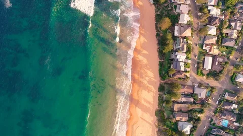 Palm Beach fly over into Pitt Water, Sydney Australia Vídeo Stock 122300029