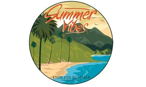 Palm beach illustration vector. Endless summer. Stock Illustration