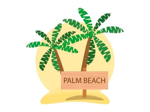 Palm beach, logo design. Summer pattern of recreation, tourism. Vector illust Illustrazione stock
