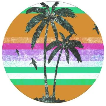 Palm beach retro logo Stock Illustration