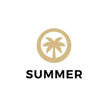 Palm Beach Summer Symbol. Web Icon Logo Template Design Element. Stock Illustration