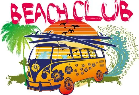 Palm beach van vector art Illustrazione stock