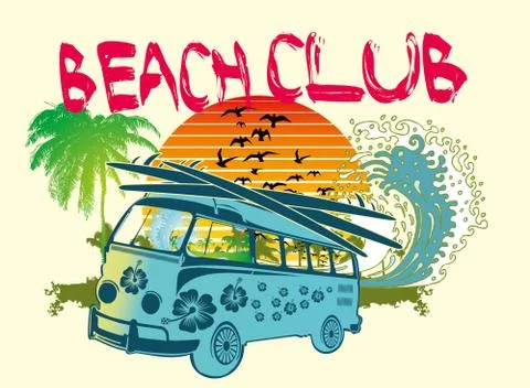 Palm beach van vector art Illustrazione stock