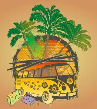 Palm beach van vector art Illustrazione stock