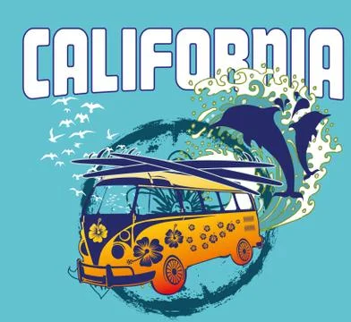 Palm beach van vector art Illustrazione stock