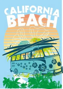 Palm beach van vector art Illustrazione stock