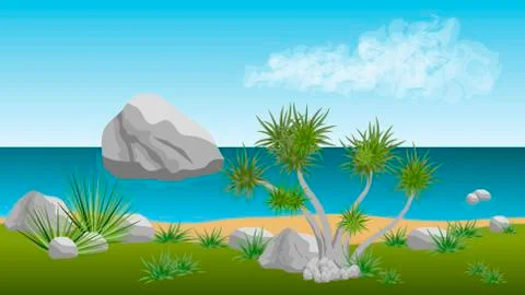 Palm beach vector landscape  background Stock Illustration