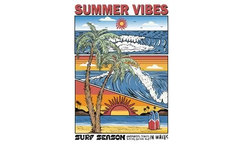 Palm beach vibes artwork. Stock Illustration