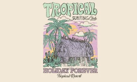 Palm beach vibes artwork. Stock Illustration