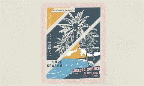 Palm beach vibes artwork. Stock Illustration