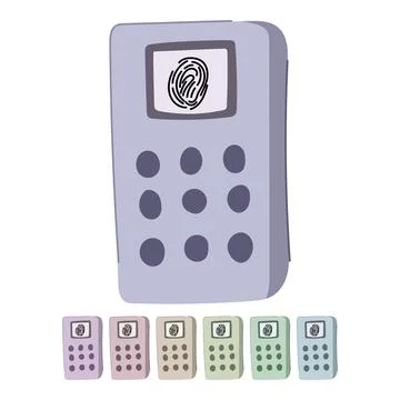 Palm biometric security device vector cartoon graphic Stock Illustration