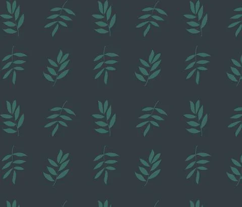 Palm branches pattern on dark green background, vector image Stock Illustration