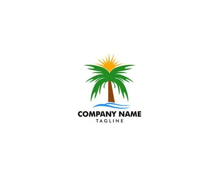 Palm Coconut Tree Icon Logo Template Design Stock Illustration