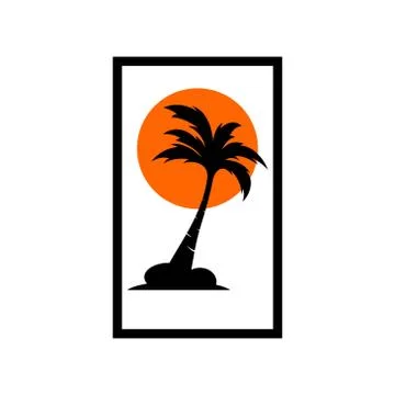 Palm coconut tree logo icon Stock Illustration