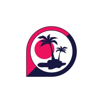 Palm coconut tree logo icon Illustrazione stock