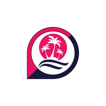 Palm coconut tree logo icon Stock Illustration