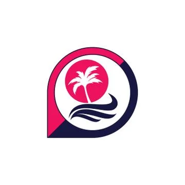 Palm coconut tree logo icon Stock Illustration