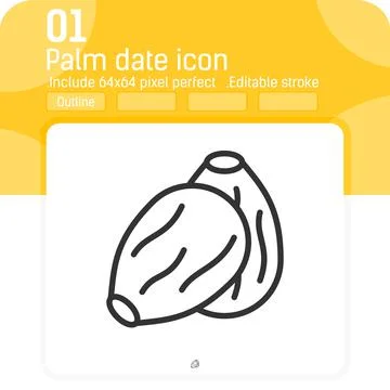 Palm date icon with high quality black outline style isolated Illustrazione stock