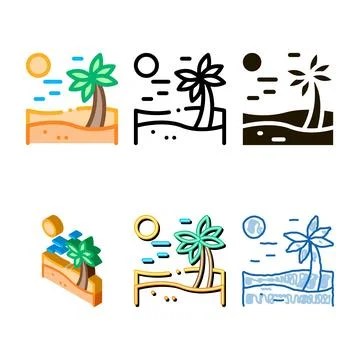 Palm desert icon vector pack outline Stock-Illustration