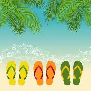 Palm flip flops template Stock Illustration
