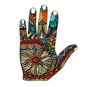 Palm hand drawn zentangle Stock Illustration