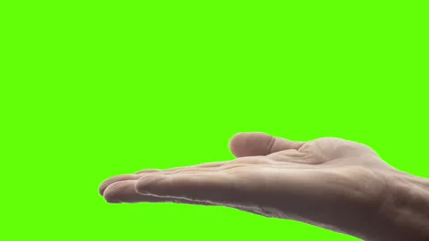 Palm of the hand facing up on green background Stock Footage 148887653