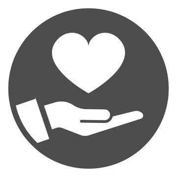Palm hand with heart in circle solid icon, dating concept, gift of love vector Stock Illustration