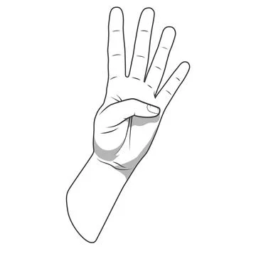 Palm hand number four gesture vector illustration Stock Illustration