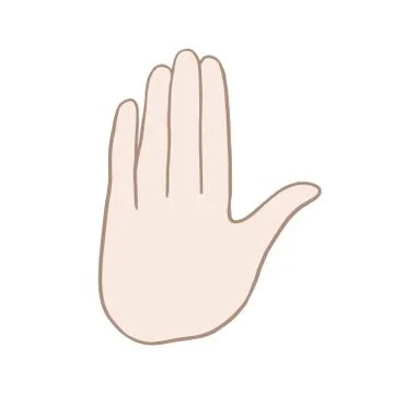 Palm hand. Vector drawing of an open hand. Freehand color illustration in doo Stock Illustration