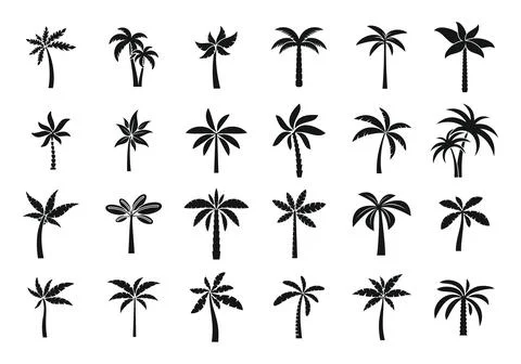 Palm icons set simple vector. Hawaii tree 스톡 일러스트