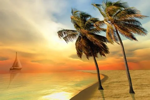 Palm island Stock Illustration