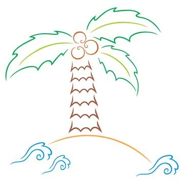 Palm at island Stock Illustration